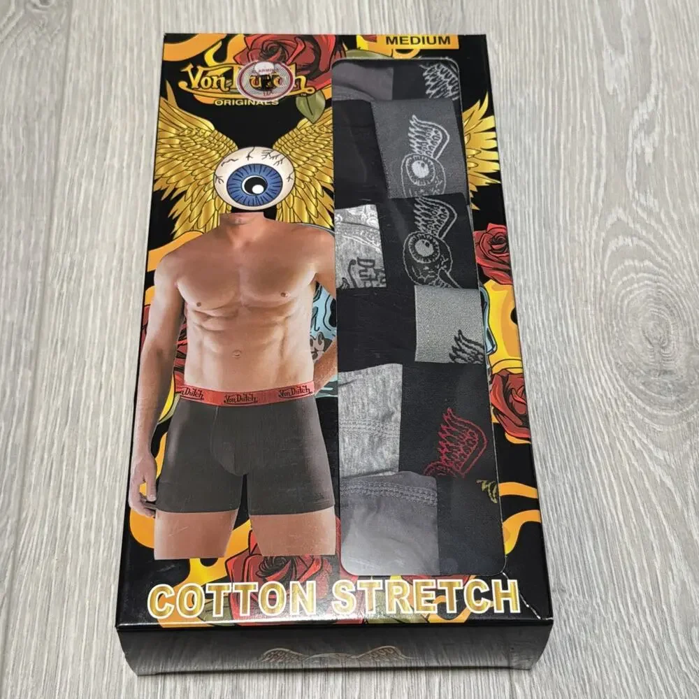 VON DUTCH Originals 6 Pack Boxer Briefs Medium Cotton Stretch NIB $72 MSRP